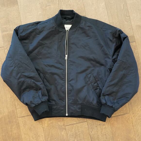 Abercrombie & Fitch Bomber Jacket Mens XS Black Nylon Ribbed Hem & Cuff Full Zip - Picture 3 of 9